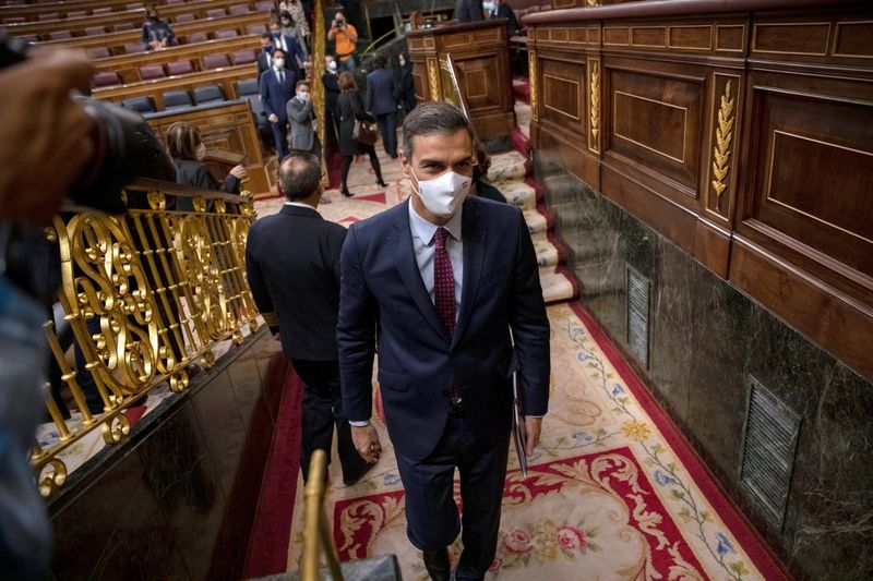 &copy; Reuters. Premiê da Espanha, Pedro Sánchez, no Parlamento do país em Madri
