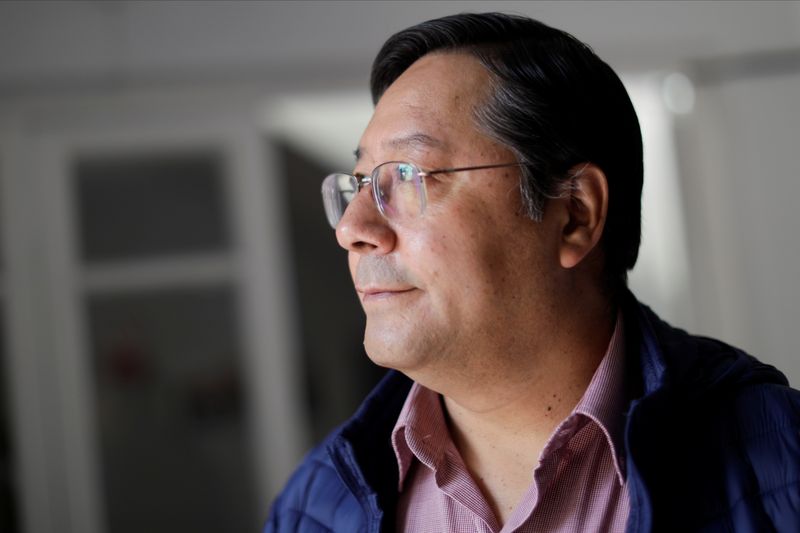 &copy; Reuters. Luis Arce, the presidential candidate of the Movement to Socialism party (MAS), poses for a photo during an interview with Reuters in La Paz