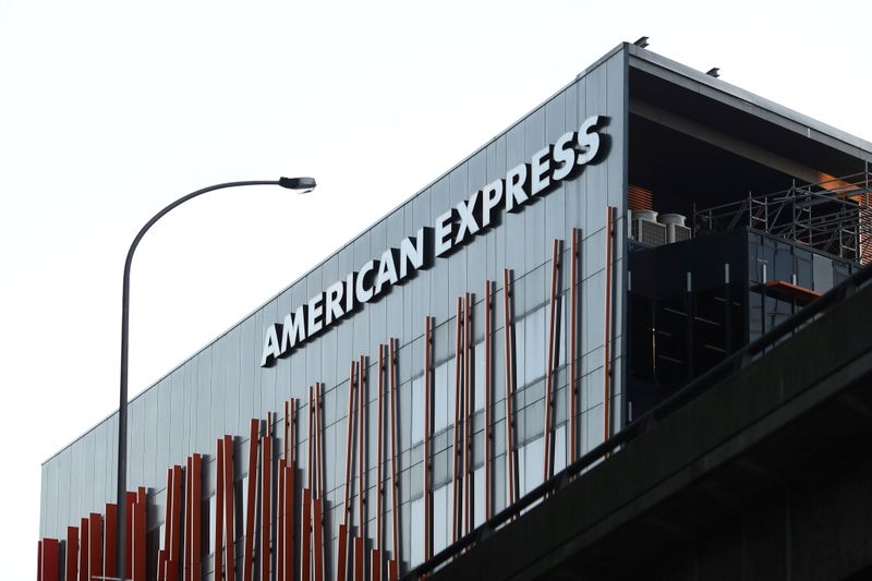 © Reuters. FILE PHOTO: An office building with American Express logo is seen in Sydney