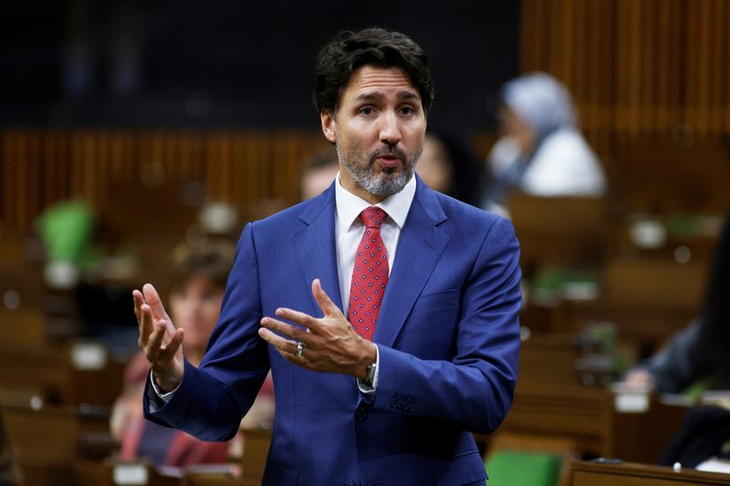 &copy; Reuters. Canada&apos;s Prime Minister Justin Trudeau speaks during Question Period in the House of Commons on Parliament Hill in Ottawa