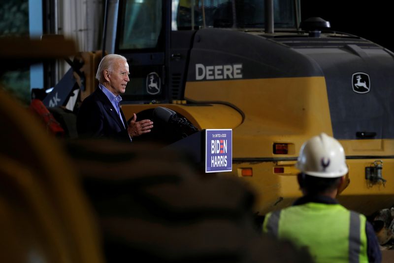 &copy; Reuters. FILE PHOTO: U.S. Democratic presidential candidate and former Vice President Joe Biden campaigns in New Alexandria, Pennsylvania