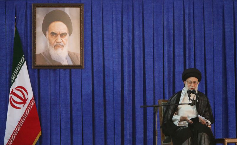&copy; Reuters. Iran&apos;s Supreme Leader Ayatollah Ali Khamenei delivers a speech during a ceremony marking the death anniversary of the founder of the Islamic Republic Ayatollah Ruhollah Khomeini, in Tehran