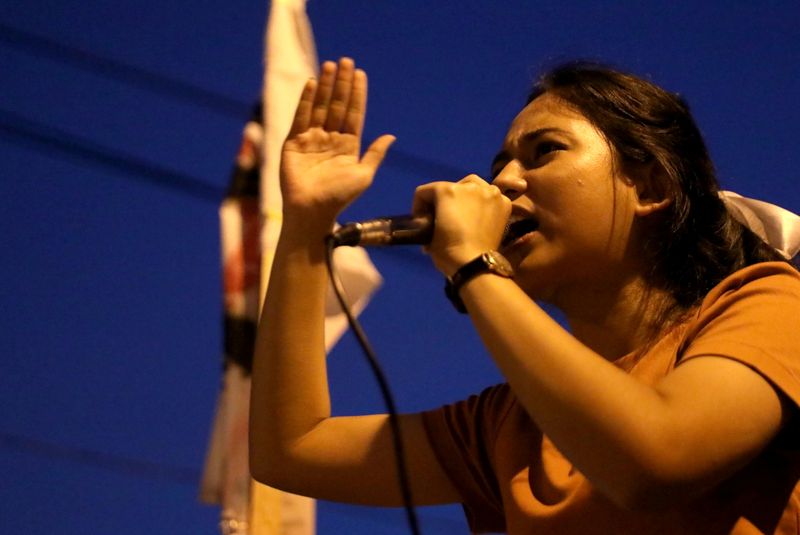 &copy; Reuters. Pro-democracy demonstrators attend an anti-government protest in Bangkok