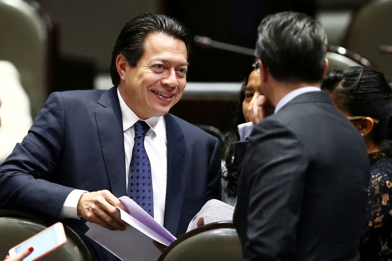&copy; Reuters. FILE PHOTO: Lawmaker Mario Delgado of the ruling Morena chats at the Congress in Mexico City