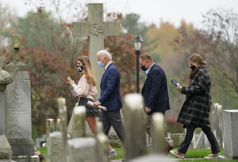 © Reuters. Joe Biden attends church in Wilmington, Delaware