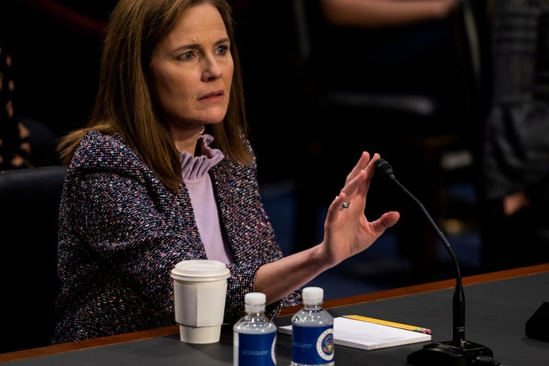 © Reuters. FILE PHOTO: Senate holds confirmation hearing for Amy Coney Barrett to be Supreme Court Justice