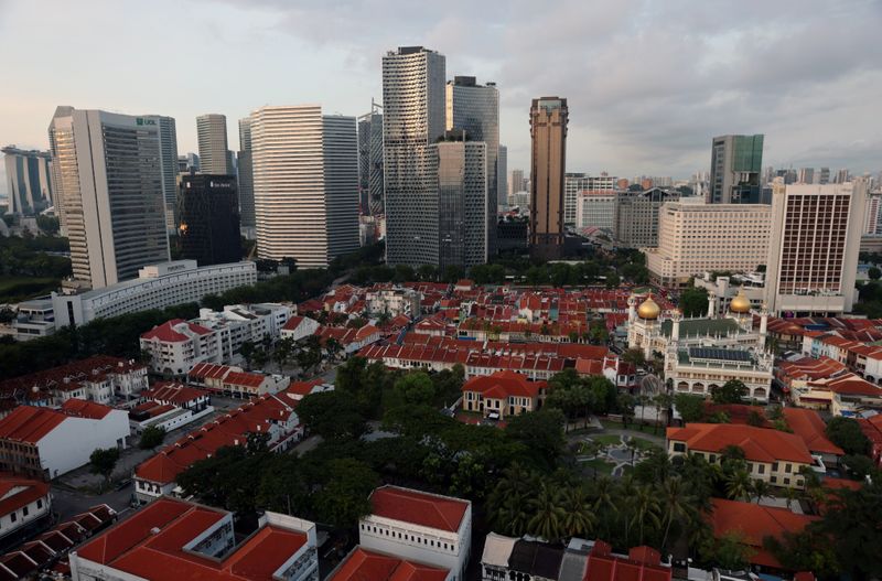&copy; Reuters. A view of the city skyline overlooking Kampong Glam in Singapore