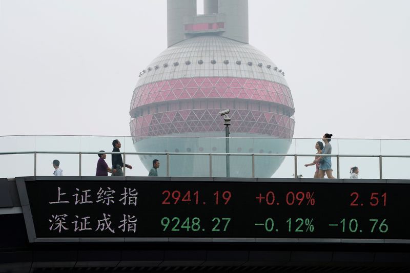 &copy; Reuters. Painel com índices acionários em Xangai