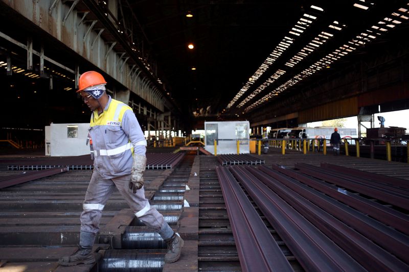 &copy; Reuters. FILE PHOTO: A worker is seen at a Highveld Steel plant, which has a manufacturing agreement with ArcelorMittal steel company, in Middleburg