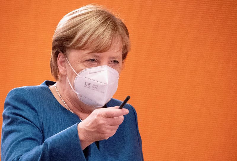 &copy; Reuters. Chanceler da Alemanha, Angela Merkel, durante reunião semanal do gabinete em Berlim