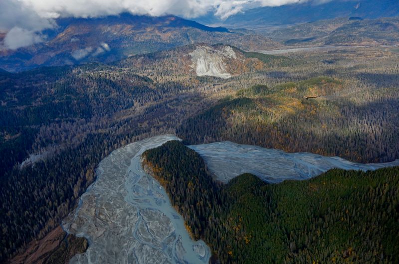 © Reuters. The Tsirku River winds through forest as seen in an aerial view near Haines Alaska