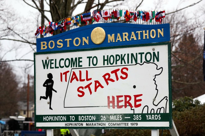 &copy; Reuters. Running: Boston Marathon