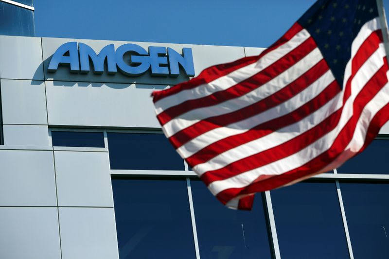 &copy; Reuters. FILE PHOTO: An Amgen sign is seen at the company&apos;s office in South San Francisco