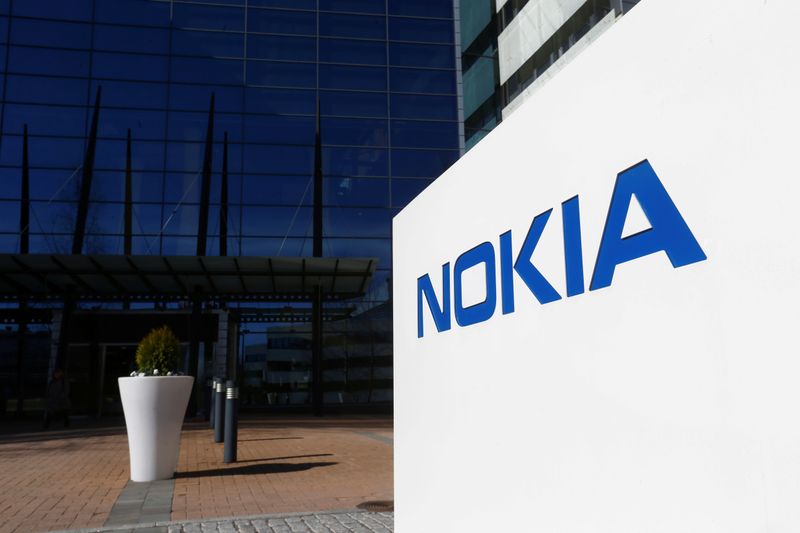 &copy; Reuters. FILE PHOTO: A Nokia logo is seen at the company&apos;s headquarters in Espoo, Finland