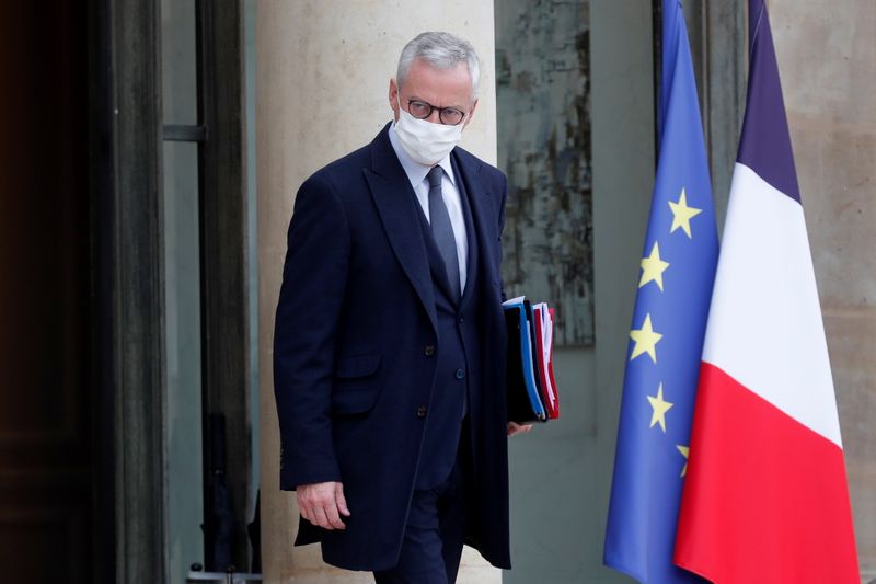 © Reuters. FRANCE: LE PIB VA SE CONTRACTER DE 11% EN 2020, SELON BRUNO LE MAIRE
