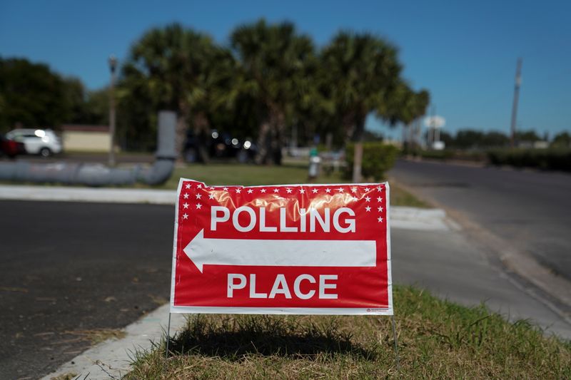 &copy; Reuters. A sign is seen outside of a polling site in McAllen, Texas