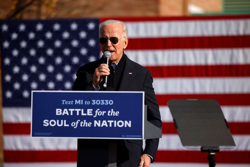 &copy; Reuters. Democratic U.S. presidential nominee Joe Biden at a mobilization event in Flint