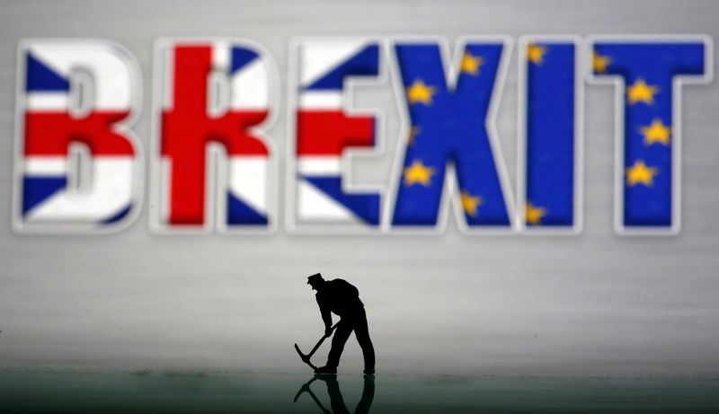 © Reuters. FILE PHOTO: A small toy figure is seen in front of a Brexit logo in this illustration picture