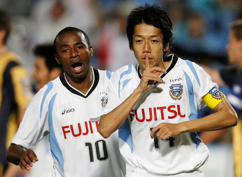 &copy; Reuters. FILE PHOTO: Kawasaki Frontale&apos;s Kengo celebrates scoring against the Central Coast Mariners during their AFC Champions League Group H match in Gosford