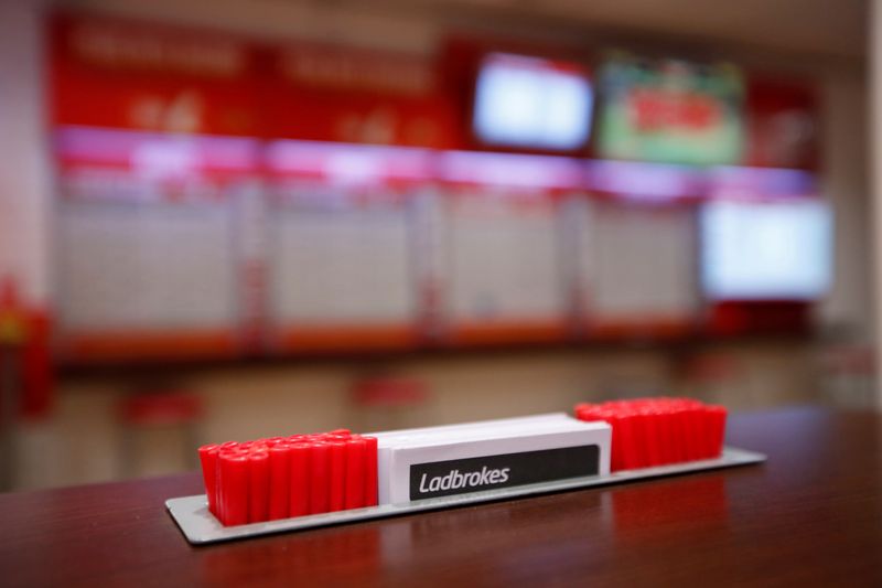 &copy; Reuters. FILE PHOTO: General view inside a deserted Ladbrokes shop in Harpenden