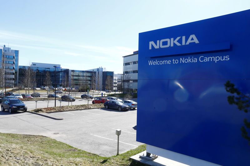 &copy; Reuters. FILE PHOTO: A Nokia sign is seen at the company&apos;s headquarters in Espoo
