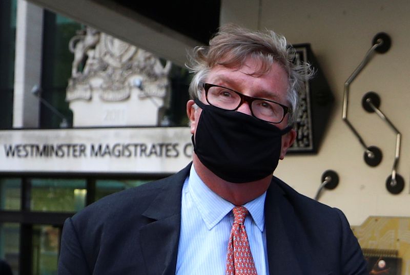 &copy; Reuters. FILE PHOTO: Britain&apos;s Crispin Odey leaves Westminster Magistrates Court in London