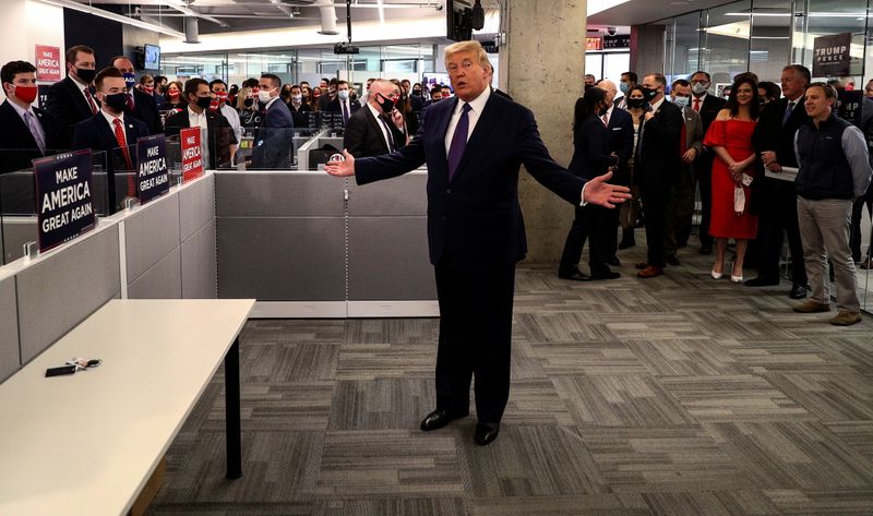 &copy; Reuters. U.S. President Trump visits presidential campaign headquarters on Election Day in Arlington, Virginia