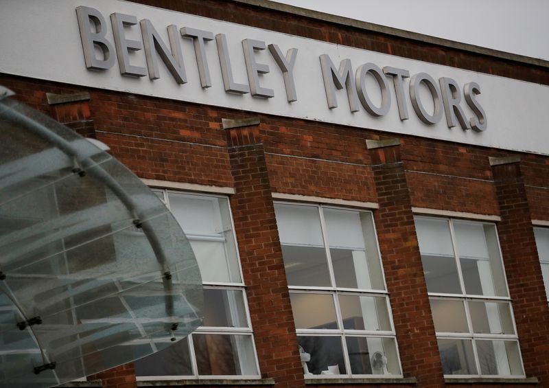 &copy; Reuters. FILE PHOTO: Signage is seen outside the Bentley Motors factory in Crewe