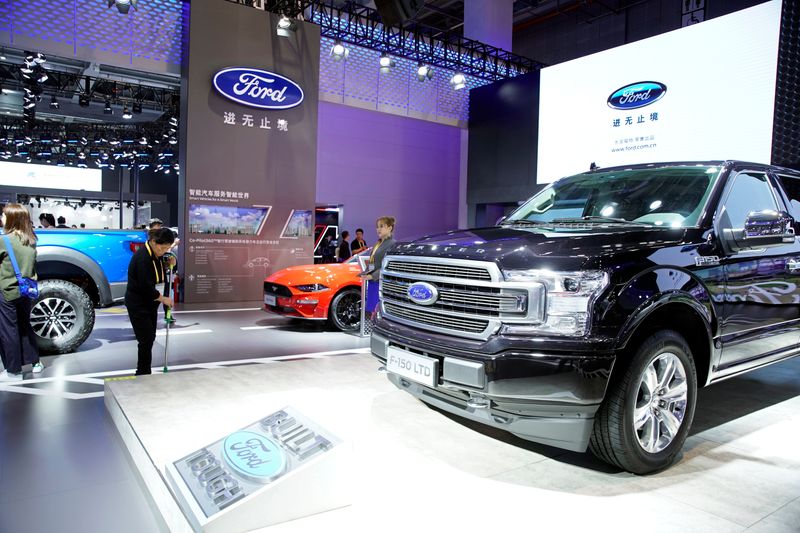 &copy; Reuters. A Ford sign is seen at the second China International Import Expo (CIIE) in Shanghai