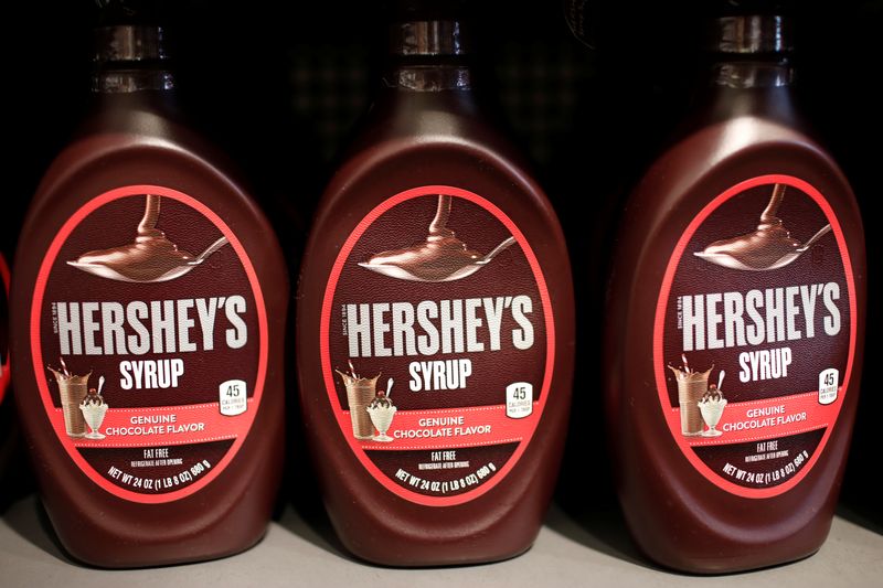 &copy; Reuters. Containers of Hershey&apos;s chocolate syrup are seen on display in a shop in New York City