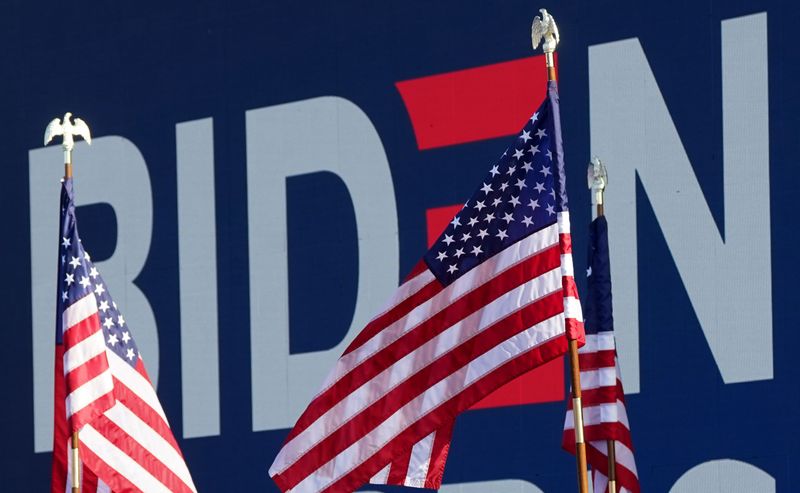 &copy; Reuters. Placa da campanha de Joe Biden à Presidência dos EUA em Wilmington, no Estado norte-americano de Delaware