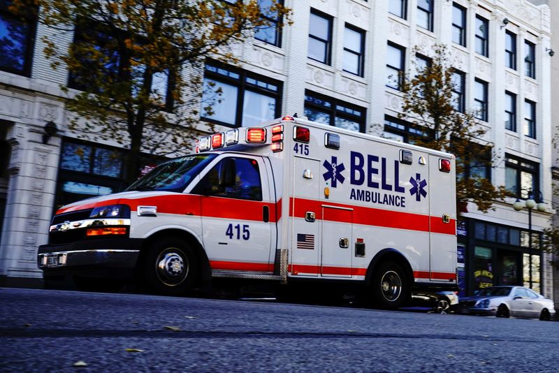 &copy; Reuters. A Bell Ambulance speeds through the Bronzeville neighborhood on the North Side of Milwaukee, Wisconsin