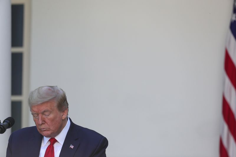 &copy; Reuters. U.S. President Trump hosts White House National Day of Prayer Service in the Rose Garden at the White House in Washington