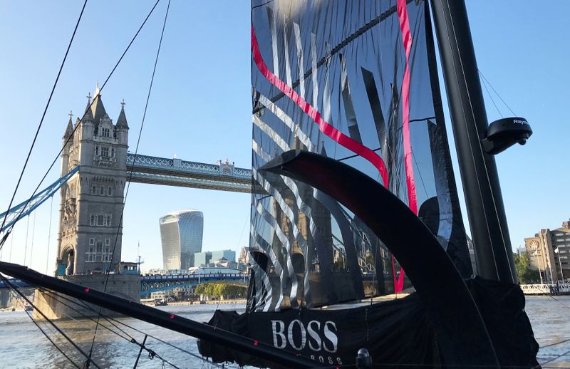 &copy; Reuters. FILE PHOTO: British sailor Alex Thomson&apos;s IMOCA 60 yacht &quot;Hugo Boss&quot; is moored in London