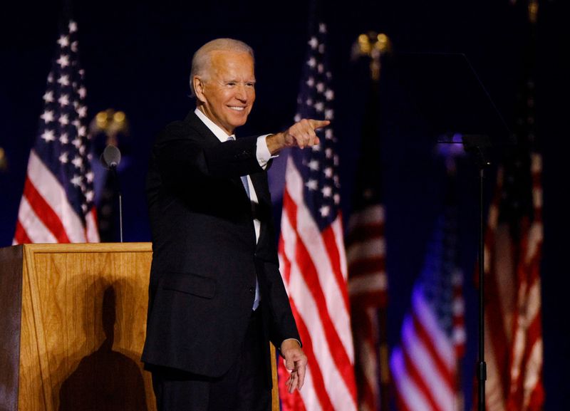 © Reuters. بايدن يعلن الفوز في انتخابات الرئاسة الأمريكية