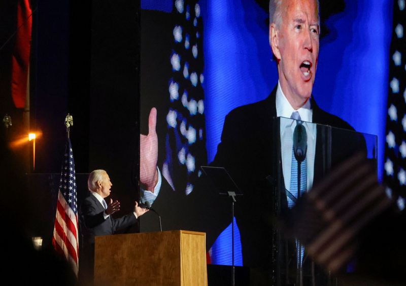 &copy; Reuters. 写真で見る米大統領選：バイデン氏が勝利宣言