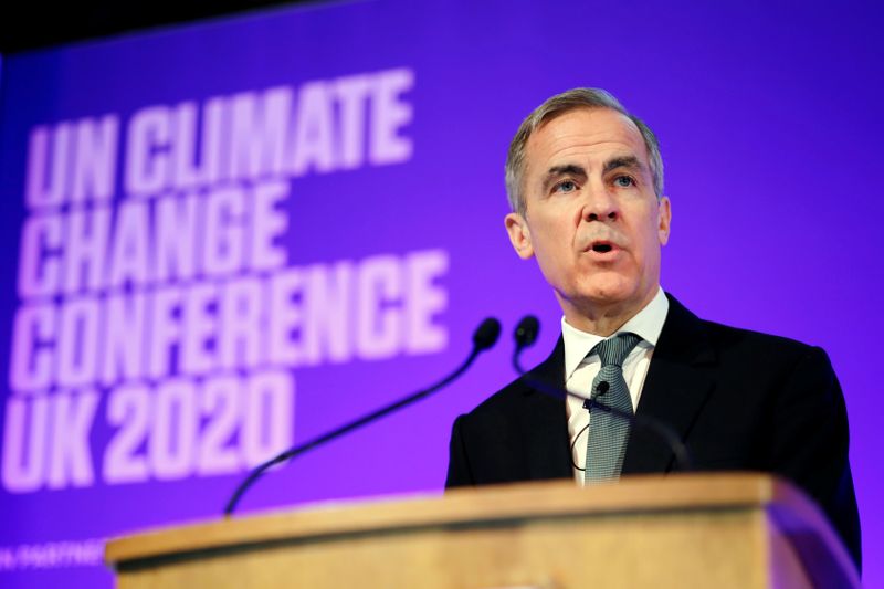 &copy; Reuters. Mark Carney, Governor of the Bank of England, makes a keynote address to launch the private finance agenda for the 2020 United Nations Climate Change Conference (COP26) at Guildhall in London