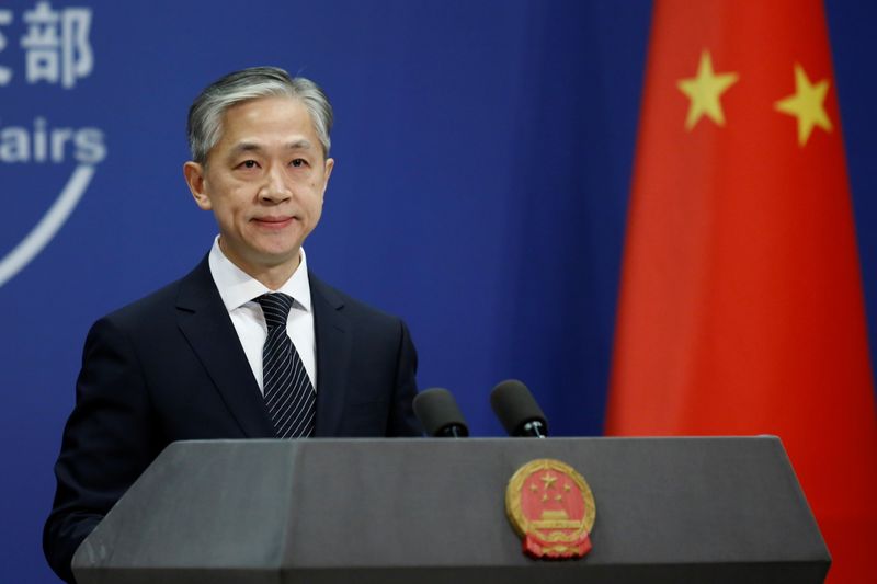 &copy; Reuters. Chinese Foreign Ministry spokesman Wang Wenbin speaks during a news conference in Beijing