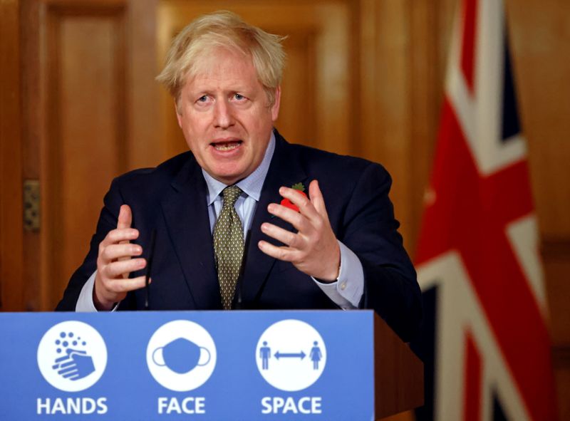 &copy; Reuters. Britain&apos;s PM Johnson holds news conference on COVID-19