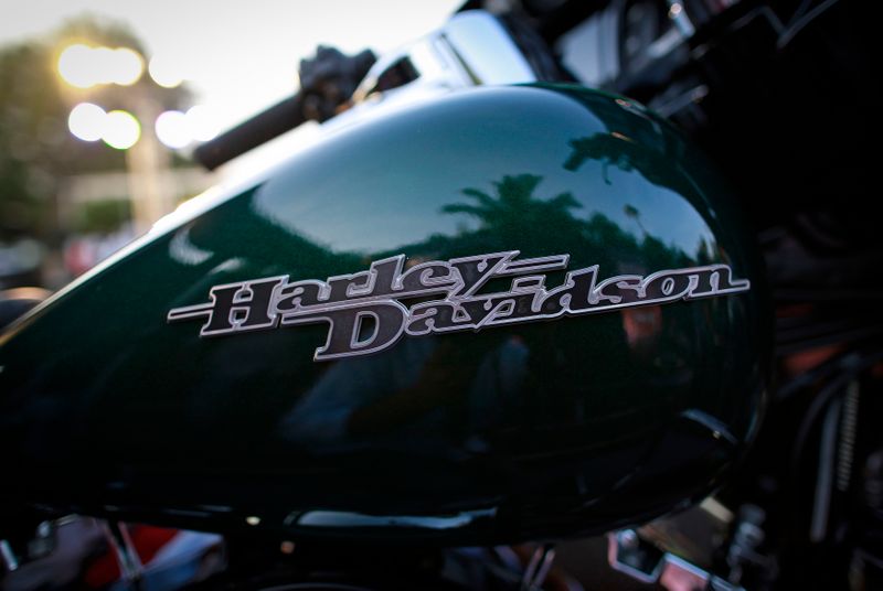 &copy; Reuters. A Harley-Davidson logo is seen on a Street Glide Special motorcycle during its launching ceremony in Mumbai