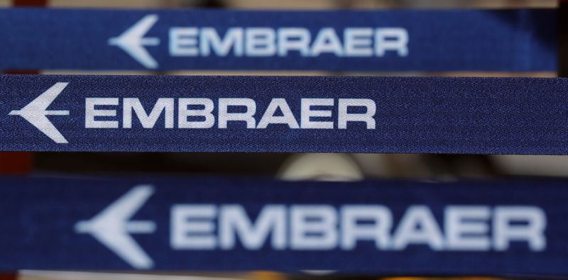 &copy; Reuters. Embraer logo at LABACE in Sao Paulo