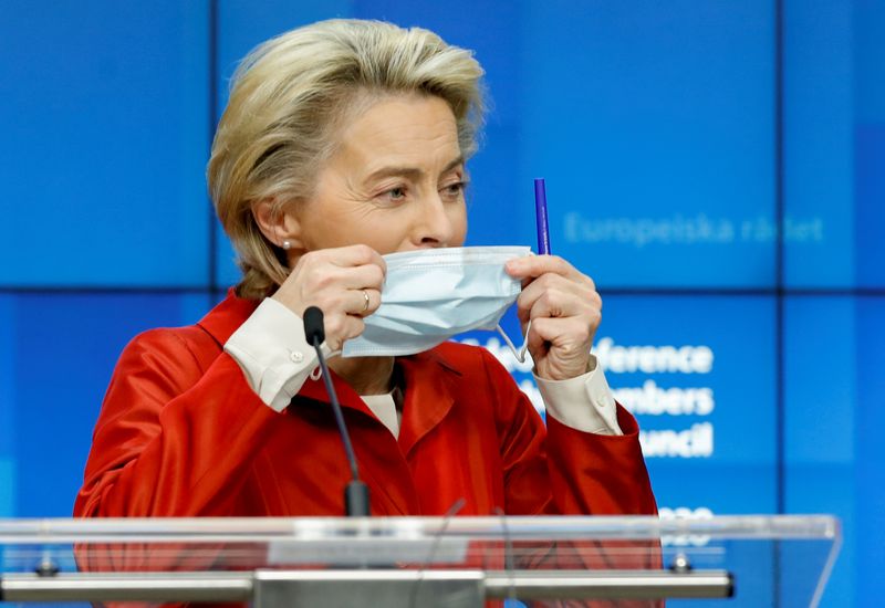 &copy; Reuters. FILE PHOTO: EU leaders hold a virtual conference on measures against COVID-19