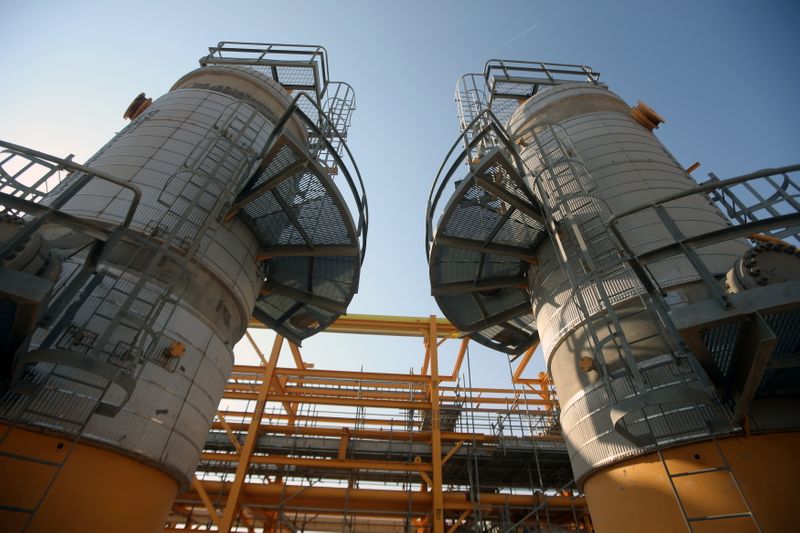 &copy; Reuters. A general view shows the Central station Gas Processing Plant at Rumaila oil field in Basra