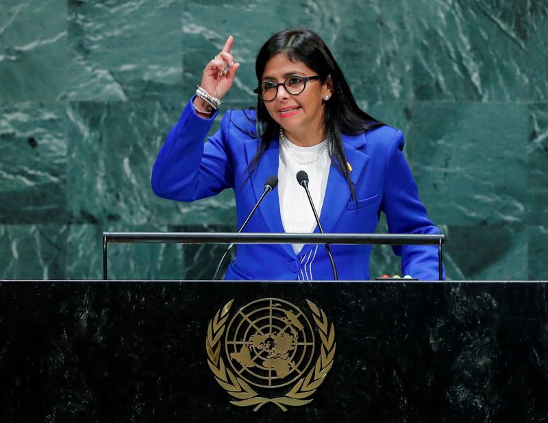 &copy; Reuters. FILE PHOTO: Venezuela&apos;s Vice President Rodriguez addresses the 74th session of the United Nations General Assembly at U.N. headquarters in New York City, New York, U.S.