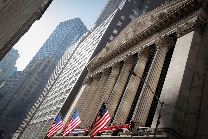 © Reuters. The front facade of the NYSE is seen in New York