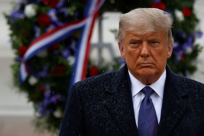 &copy; Reuters. U.S. President Trump attends Veterans Day observance at Arlington National Cemetery in Arlington, Virginia