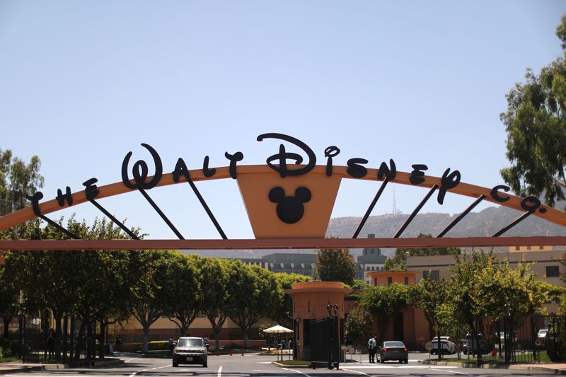 &copy; Reuters. The entrance to Walt Disney studios is seen in Burbank