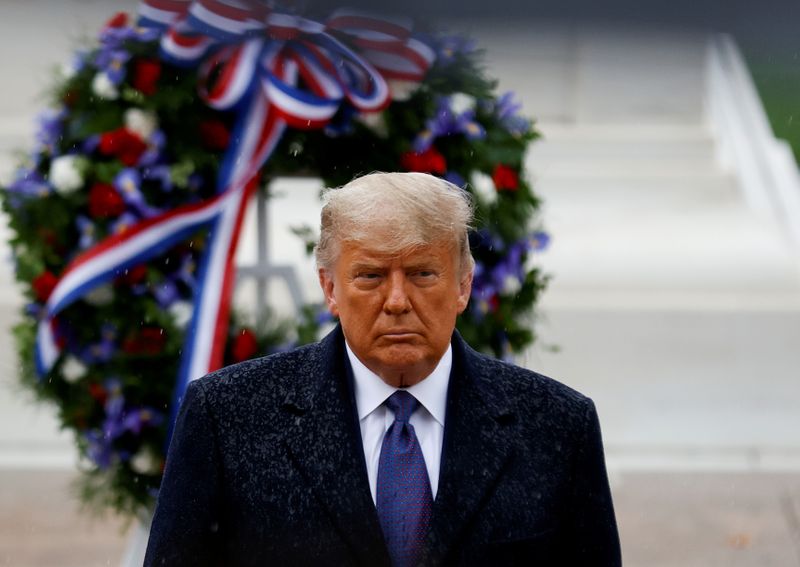 &copy; Reuters. FILE PHOTO: U.S. President Trump attends Veterans Day observance at Arlington National Cemetery in Arlington, Virginia