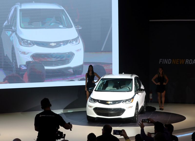 © Reuters. FILE PHOTO: Chevrolet Bolt EV is pictured during the media day of the  Salao do Automovel International Auto Show in Sao Paulo