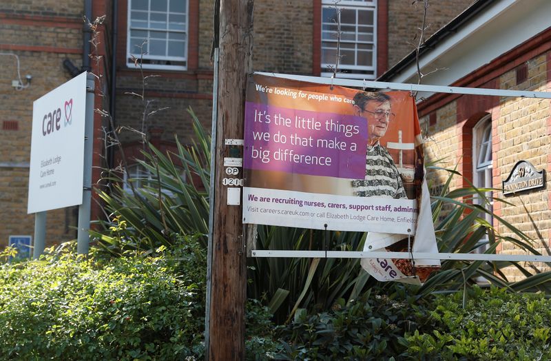 &copy; Reuters. Signage outside the Elizabeth Lodge Care Home is seen in Enfield